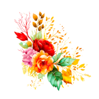 AI generative  watercolor flower decoration pattern png