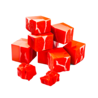 Set of delicious red jelly cubes on transparent background png