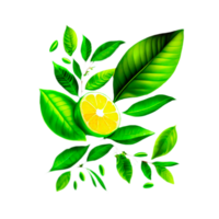 ai generativ Zitrone mit Blätter png