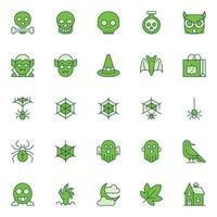 Filled color outline icons for Halloween. vector