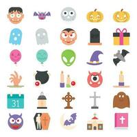 Flat color icons for Halloween. vector