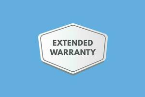 Extended warranty text Button. Extended warranty Sign Icon Label Sticker Web Buttons vector