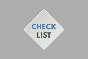 Check List text Button. Check List Sign Icon Label Sticker Web Buttons vector