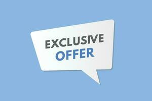 Exclusive offer text Button. Exclusive offer Sign Icon Label Sticker Web Buttons vector