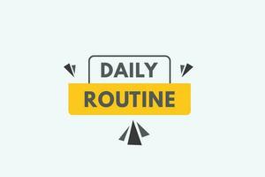 Daily Routine text Button. Daily Routine Sign Icon Label Sticker Web Buttons vector