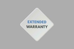 Extended warranty text Button. Extended warranty Sign Icon Label Sticker Web Buttons vector