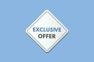 Exclusive offer text Button. Exclusive offer Sign Icon Label Sticker Web Buttons vector