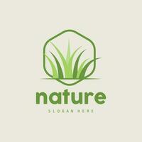 Green Grass Logo, Nature Plant Vector, Agriculture Leaf Simple Design, Template Icon Illustration vector