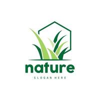 Green Grass Logo, Nature Plant Vector, Agriculture Leaf Simple Design, Template Icon Illustration vector