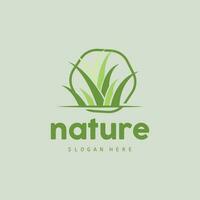 Green Grass Logo, Nature Plant Vector, Agriculture Leaf Simple Design, Template Icon Illustration vector