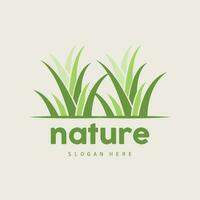 Green Grass Logo, Nature Plant Vector, Agriculture Leaf Simple Design, Template Icon Illustration vector