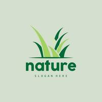 Green Grass Logo, Nature Plant Vector, Agriculture Leaf Simple Design, Template Icon Illustration vector