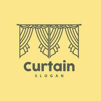 Curtain Logo, Home Interior Simple Design, Furniture Window Curtain Vector, Illustration Symbol Icon vector