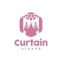 Curtain Logo, Home Interior Simple Design, Furniture Window Curtain Vector, Illustration Symbol Icon vector