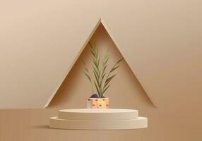 Minimalist Pastel Podium Display for 3D Geometric Forms vector