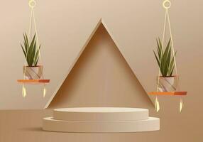 Minimalist Pastel Podium Display for 3D Geometric Forms vector