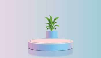 Minimalistic 3D Rendering with Blue and Pink Gradient Background and Podium vector