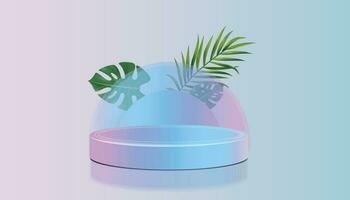 Minimalistic 3D Rendering with Blue and Pink Gradient Background and Podium vector