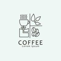 line art coffee shop icon logo design, seed coffee vector design.