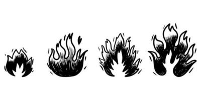 Doodle sketch style of Hand drawn fire and fireball vector illustration.