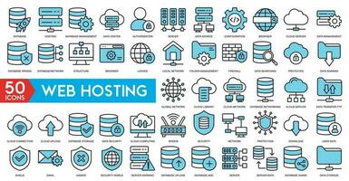 Web hosting server icon with internet cloud storage computing network connection sign vector