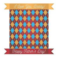 Greeting card with lettering Happy Father's Day and I love you. Greetings and presents for Father's Day in flat styling. Holiday attributes and attributes of the Father's Day holiday vector