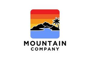 Mountain minimalist landscape hills logo design vector