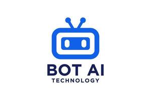 Bot logo design concept. Virtual smart assistant Bot icon. Robot head with speech bubble. Customer support service. Vector illustration