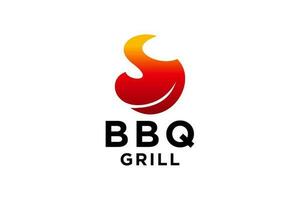 logotipo de barbacoa con logotipo de barbacoa y concepto de fuego. vector