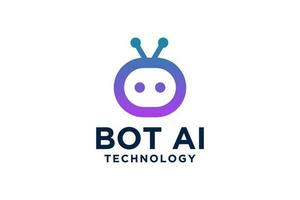 Bot logo design concept. Virtual smart assistant Bot icon. Robot head with speech bubble. Customer support service. Vector illustration.