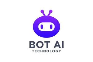 Bot logo design concept. Virtual smart assistant Bot icon. Robot head with speech bubble. Customer support service. Vector illustration.