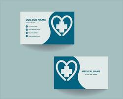 medical business card design template. blue and white modern business card design for healthcare, Medical card template. professional medical business card design vector. Free Vector