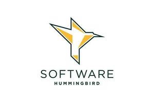 hummingbird logo design vector template. Minimalistic Bird design.