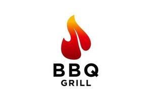 barbecue logo with bbq logotype and fire concept. vector