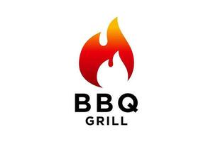 logotipo de barbacoa con logotipo de barbacoa y concepto de fuego. vector