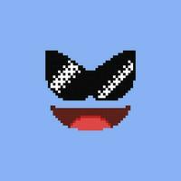 laugh face with sunglasses in pixel art style vector