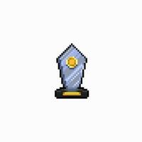 glass trophy award in pixel art style vector