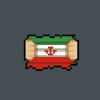 hand holding iran flag with pixel art style vector