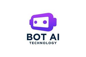 Bot logo design concept. Virtual smart assistant Bot icon. Robot head with speech bubble. Customer support service. Vector illustration.