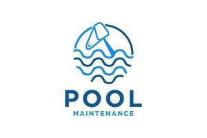 Swimming Pool Service Logo with Cleaning Pool and Maintenance Concept. vector