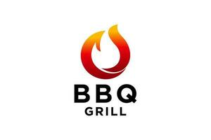 logotipo de barbacoa con logotipo de barbacoa y concepto de fuego. vector