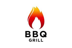 barbecue logo with bbq logotype and fire concept. vector