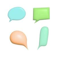 Set of blank color speech bubble vector illustration. 3d vector talking cloud.