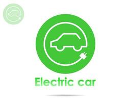 Vector illustration of electric powered car and charging point icons style.