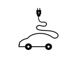 ilustración vectorial del coche eléctrico y el estilo de los iconos del punto de carga. vector