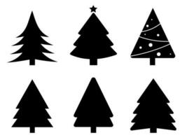 Collection of Silhouette Christmas trees Icon. Can be used to illustrate any nature or healthy lifestyle topic. vector