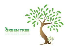 Trees with green leaves look beautiful and refreshing. Tree and roots LOGO style. vector