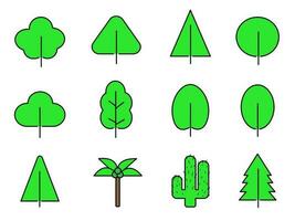 Collection of flat trees Icon. Can be used to illustrate any nature or healthy lifestyle topic. vector