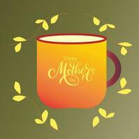 Cute Mug With happy Mother's Day with free Vector