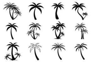 Collection of Black Coconut trees Icon. Can be used to illustrate any nature or healthy lifestyle topic. vector